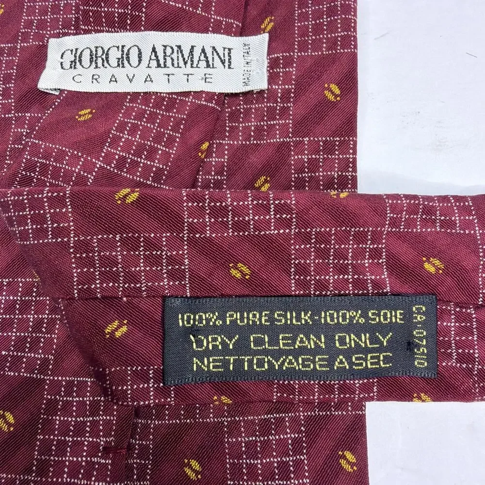 Giorgio Armani Cravatte Silk Tie Maroon Designer Necktie Italy Vintage Y2k Gift